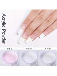 120g Acrylic Nail Powder Set - White/Pinkish/Clear For Extensions & 3D Carving | Unscented, Easy-To-Use Professional Nail Art Kit, Salon & DIY Manicure Acrylic Press On Nails - Multicolor - View 5
