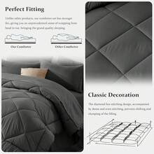 Newspin Queen Bed In A Bag 8 Pieces Comforter Set, Black All Season Bed Set, Queen Bedding Sets With Comforter And Sheets, Pillow Shams, Flat Sheet, Fitted Sheet, Pillowcases And Bed Skirt - 深灰色 - 查看 5