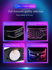1pc LED 7-Color Illuminated Glasses - Sci-Fi Honeycomb Design - Futuristic Technology Style Glasses - Cyberpunk Eyewear - Cool Colorful Glasses - Dual Control 12 Modes - Curved Dual Temples Design (Stable Wear, Less Likely To Fall Off) - Perfect Gift - Birthday Gift - Ideal Present - Surprise Gift - Holiday Gift - Seasonal Gift - Halloween Gift - Christmas Gift - Stunning Costume Effect - Unlock Your Cyberpunk World - Gift - Toy