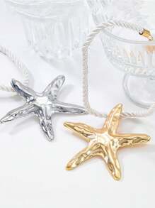 1pc Bohemian Style Simple Starfish Shaped Alloy Necklace For Women Elegant Chunky Rope Choker Necklace Jewelry