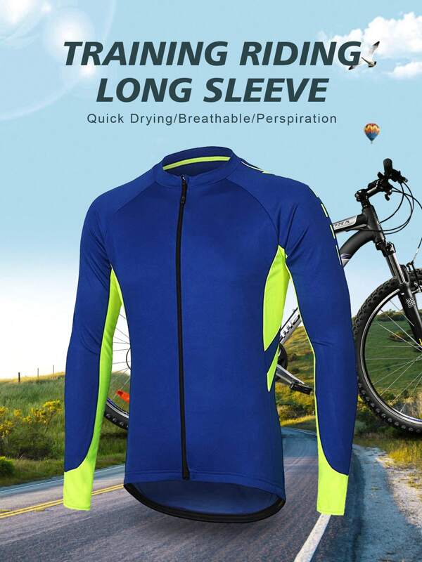Men's Breathable Elastic Quick Dry Long Sleeve Cycling Jersey
