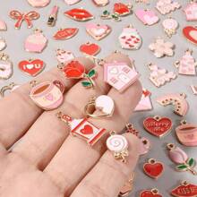 20/50 Pcs/Pack Assorted Romantic Pink Heart, Bow, Shamrock, Lucky Charm, Flower Enamel Charms, Pendants Suitable For DIY Jewelry Making, Craft Projects