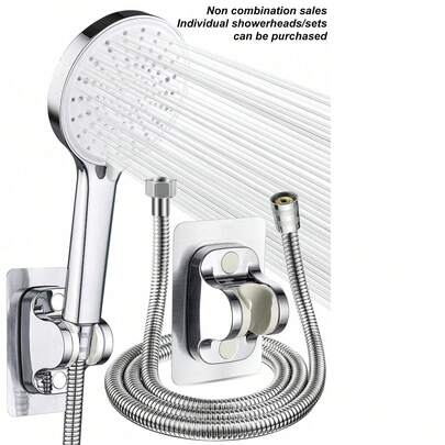 Handbrause mit hohem Druck, 3 Funktionen, mit 1,5 m/59 Zoll Edelstahlschlauch und Klebehalterung, Badezimmer Accessoires, Badezimmer Werkzeuge