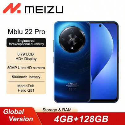 Meizu Mblu 22 Pro 4+128G 6+256G 8+256G Pojemność baterii 5000mAh 18W Szybkie ładowanie 6,79" Wyświetlacz LCD HD+ Częstotliwość odświeżania 120 Hz Wielofunkcyjny NFC