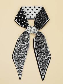 1 pieza Pañuelo de cuello de mujer con estampado de flores y estampado floral en negro y café, accesorio versátil para atar bolsos, cajas de regalo, cabello - Diseño sencillo y de moda para vestir - PD-443 - Ver 5