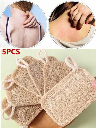 5 PIEZAS Esponja exfoliante de luffa natural, hecha con luffa para el Body, esponja de ducha luffa para mujeres y hombres