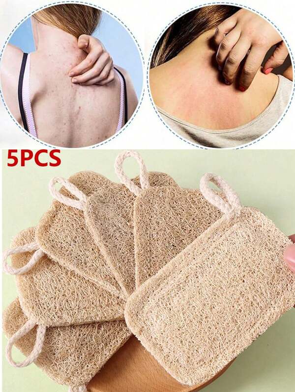 5 stuks natuurlijke loofah spons exfoliërende bodyscrubber, gemaakt met een doucheluffaspons, loofah voor vrouwen en mannen