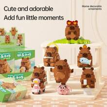 Set de blocuri de construcție cu tematică animală Capybara, 400+ bucăți, decor de birou și ameliorare a stresului, cadou pentru familie/birou, vehicul de jucărie de asamblat, potrivit pentru ziua de naștere, Ziua Tatălui, Ziua Mamei, nuntă, absolvire