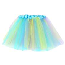 1pc 30cm Colorful Skirt Rainbow Tutu Skirt Yarn Skirt Mesh Puff Skirt Girl Rainbow Half Body Yarn Skirt