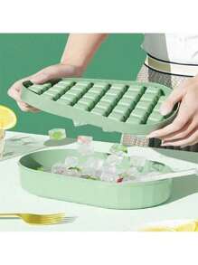 1 Set Fashion Ice Cube PP Mold With Ice Scoop & Storage Box, Quick Freezing Ice Tray, Suitable For Cold Drinks, Commercial Grade Summer Necessity, Easy To Freeze And Use, Easy To Clean, Kitchen Gadget, Applicable For Outdoor, Camping