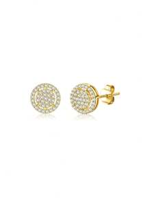 ORAZIO 1 Par de Pendientes de Botón con Circonita Cúbica para Hombre y Mujer, Juego de Pendientes con Poste de Plata de Ley 925 Chapados en Oro de 14K Hipoalergénicos, Redondos y Cuadrados con Circonitas Cúbicas Enchapadas, Pendientes Simulados con Halo de Diamante