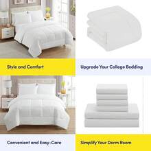 JIANGTAO-Dorm Room Essentials College Bedding Comforter Set 5 Piece Twin XL Size Bed In A Bag For College Students Boys And Girls, Twin XL, Navy Blue - 白色 - 查看 6