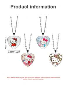 Sanrio 1 Pieza Collar de Colgante Lindo de Gatito con Strass, Collar Dulce de Kitty Hello Kawaii, Regalo de Cumpleaños, Accesorios de Decoración de Dibujos Animados (Algunas partes pueden ser aleatorias)