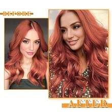Hair Extensions Real Human Hair Copper Hair Extensions Clip Ins  8pcs Colorful Soft Silky Clip In Extensions Natural & Soft Long Hair Clip Ins For Women, Can Be Styled Real Human Hair #350 - S350 - View 2