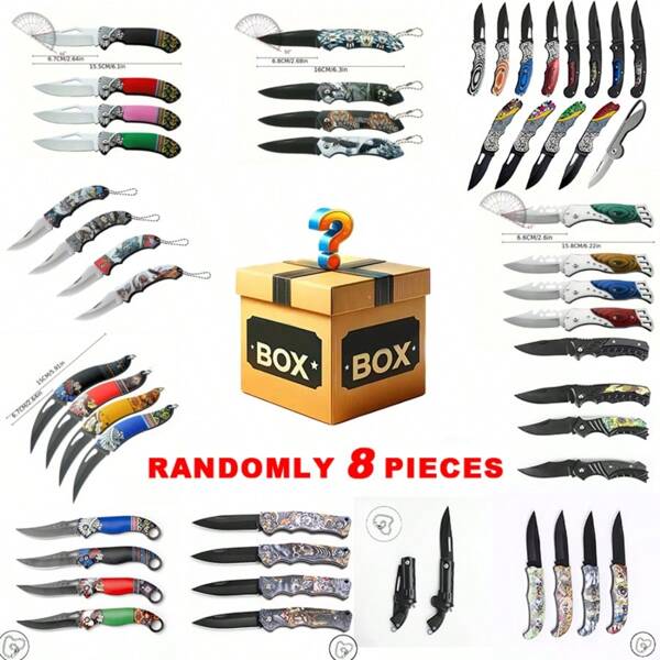 8/4/1 Stück(e) Outdoor Messer Set Blindbox, zufällige Outdoor Messer, Glücksmysterieboxen, zufällig verschickt, Sie können die Zufallsartikel darin erhalten, mit einigen unerwarteten Überraschungen, ideal für Entspannung und Unterhaltung, passend für Muttertag, Valentinstag, Überraschungsboxen Geschenk