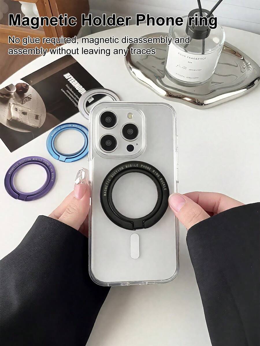 可拆卸磁吸式 MagSafe 手机指环支架 - 带可拆卸指环支架和磁吸折叠支架的手机指环夹，兼容 和安卓手机，是生日、送给家人和朋友的理想礼物