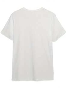 Camiseta casual anti-estática de cuello redondo y manga corta, resistente al desvanecimiento, de talla grande y corte holgado, regalo perfecto - Blanco - Ver 2