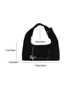 Retro Unique Mini Tote Bag, French Personalized Fashion Commuter Baguette Shoulder Bag For Women, Lightweight Luxury Everyday Tote With Detachable Strap, Great Gift For Mom & Girlfriend