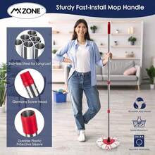 Spin Mop Head Replacement Base Handle Compatible With O Cedar EasyWring 1-Tank System, 3 Pack 40% More Cleaning Power Replace Heads, 1 Mop Handle, 1 Base And 1 Scrub Brush Combo Set