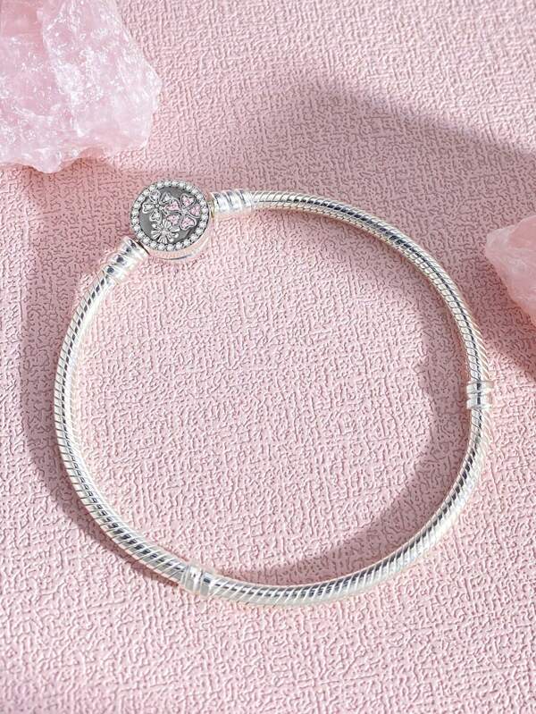 1Pc Elegant 16-22CM Real 925 Sterling Silver Bead Bracelet For Women Girlfriend Gift Fine Ladies Jewellery