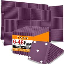 TOUO Sound-Absorbing Foam 6-48 Pcs Acoustic Foam Panels Wall Soundproofing Studio Acoustic Treatment Sound Absorbing Material