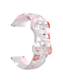 1 条柔软舒适的透明硅胶表带，带有彩色花卉印花，兼容三星 Galaxy Watch 7 FE 6 5 4 40mm/44mm、Watch 5 Pro 45/44mm、Watch 6 43mm/40mm、Watch 4/5 40mm Classic 46mm、20mm 22mm 轻松快速释放，防水、防汗，时尚优雅，适合年轻女性 - 無色 - 查看 4