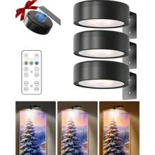 3pcs Battery Powered LED Wall Lights With Remote Control, Dimmable Color Temperature & Timer, Cordless Wall Sconce Lighting Suitable For Gallery, Staircase, Hallway, Bedroom Frame Decor (Batteries Not Included)