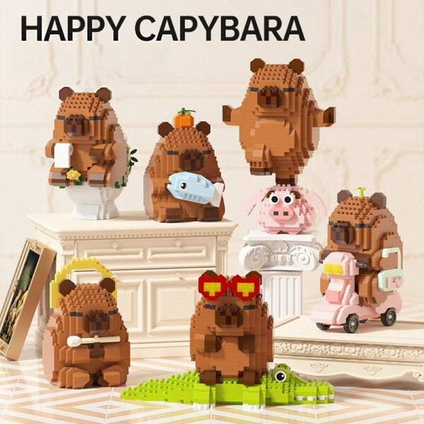 3,323pcs Capybara Building Blocks Set, Cute Animal Design, Creative Adult Stress Relief Toy, DIY Assembly Building Blocks, Home Office Decor, Ideal Gift For Friends, Birthday, New Year