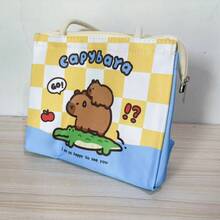 Una linda bolsa térmica de almuerzo con diseño de dibujos animados, de gran capacidad, adecuada para fiestas, picnics, campamentos, caja bento, fácil de lavar, con diseño de impresión de posicionamiento, portátil y conveniente, muy adecuada para estudiantes, trabajadores de oficina y adultos, regalos de regreso a clases, regreso a clases