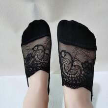 1 paire de chaussettes bateau fines en coton à bouche profonde invisible et antidérapantes pour femmes