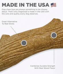 Dogwood Durable Dog Chew Toy, Large - Long Lasting Chew Stick Made With Real Wood - USA Made, L - Dogwood (Brown) - View 2