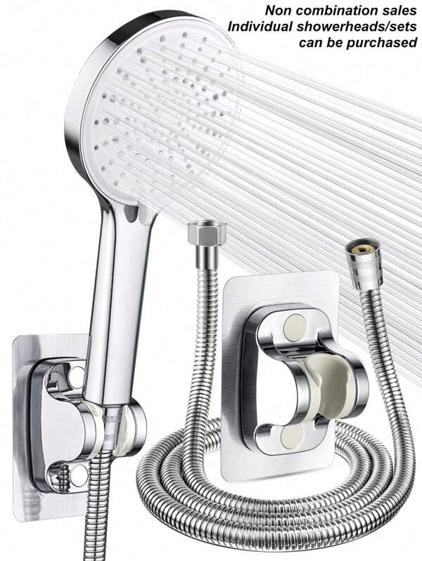 Handbrause mit hohem Druck, 3 Funktionen, mit 1,5m/59 Zoll Edelstahlschlauch und Klebehalterung