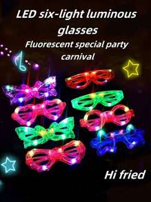 12pcs LED PCS Glasses (Six-Color Luminous Glasses Length 12.95cm/5.7in Width 5.59cm/2.2in) 3 Light Modes Luminous Glasses Toy Party Supplies Luminous Glasses For Adults Perfect Festive Birthday Easter Party Glowing Stick Glasses Sunglasses Wedding Cosplay Christmas Nightclub (Color Sent Randomly)