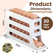 30 Eggs Refrigerator Holder - Automatic Rolling Refrigerator Egg Organiser, Space Saving Egg Dispenser Holder, 4 Tier Refrigerator Egg Holder, Kitchen Storage Refrigerator Use Large Capacity Egg Organiser Holiday Gift (White)Home Decor, Party Storage, Christmas Storage, New Year Storage - 白色 - 查看 2
