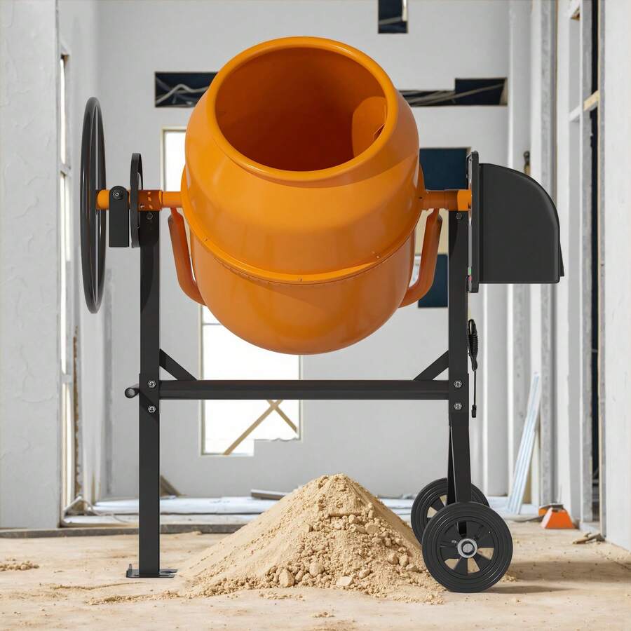 TABU 2.5 CU.FT(72L) Electric Concrete Mixer, Portable Cement Mixer, Mortar Mixing For Stucco/Seeds, Freestanding Cement Mixing Tools With Wheels For Stucco, Orange - US B Type Plug(110-127V) - View 1