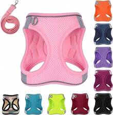 Dog Harness With Leash Set, No-Pull Step-In Reflective Pet Harness With 1 Leash Clips, Adjustable Soft Padded  Dog Vest Small Medium Large Dogs, Cats(Bright Red, XXXSmall)8GGY - Pink - View 12