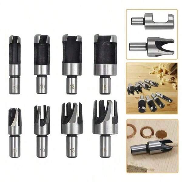 Kit 4 Brocas Para Cavilhas + 4 Cortadores Tapa Furos