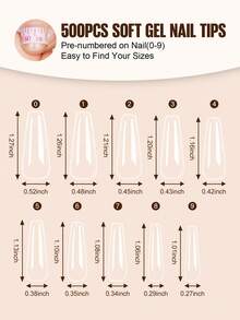 TOMICCA 5-In-1 Nail Tips And Gel Set, Soft Gel Extended Nail Set,With Nail Lamp, Nail Glue ,Nail Clippers, Nail File,500Pcs/Box Nail Tips,Suitable For Home DIY Nail Enhancement Or Gift Giving - Women's Essential Nail Art Tool - Nhiều màu - Xem 10