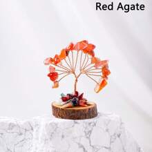 1PC Mini Natural Gemstone Chakra Lucky Tree With Wood Base | Home Office Desk Living Room Crystal Decor