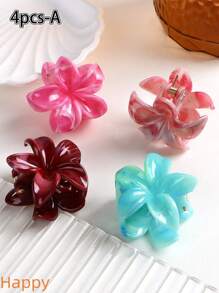 8pcs/4pcs New Cute Translucent Pink & Green Daisy Flower Hair Clips, Hair Claw, Sweet & Fresh, High-End, Suitable For Outfits, Parties, Travel Hair Jaw Clip Hair Clamps Hair Clutch Hair Catcher Clip