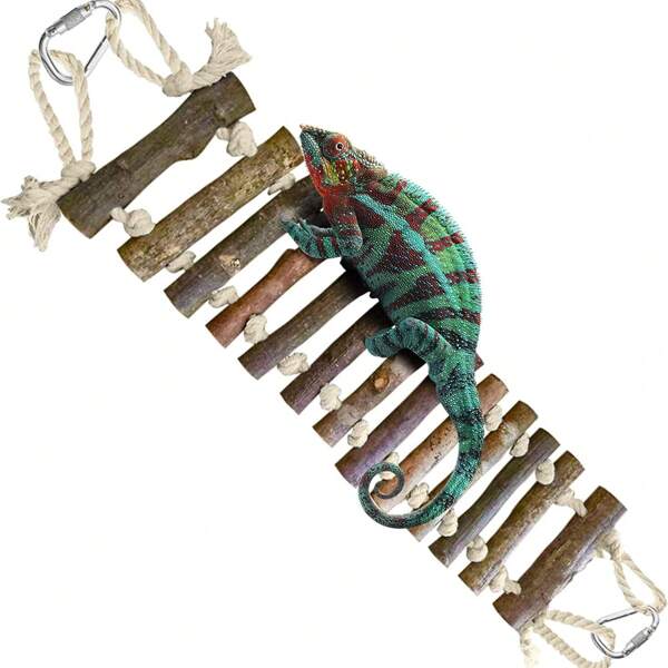 Vogelkäfig Leiter, Papageiensteg, interaktive Vogelspielzeuge, Echsenhabitat, mit Haken, Reptilien-Klettergerüste, geeignet für mittelgroße und kleine Vögel, Papageien, Kakadus und andere Vögel, Vogelkäfig Zubehör
