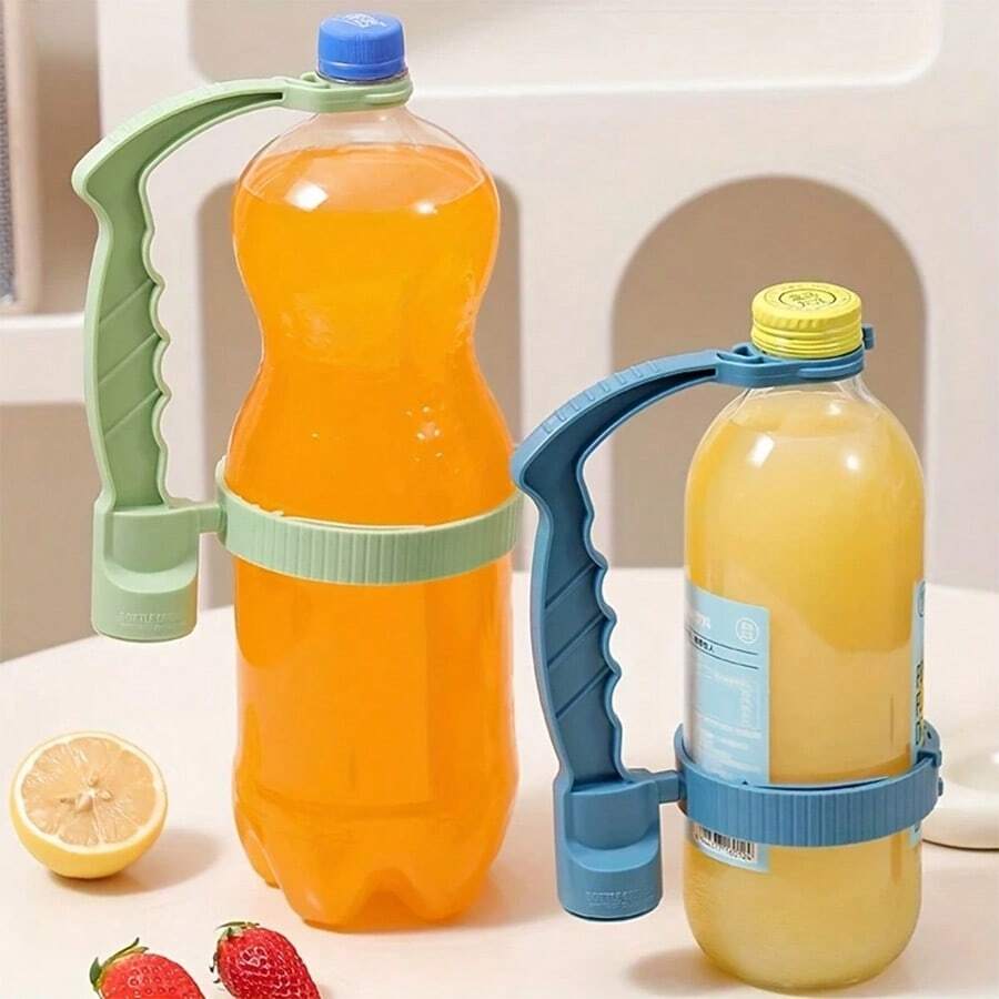 1pc Beverage Bottle Handle Holder, Adjustable Liquid Pouring Handle Stand, Multi-Purpose Oil Bottle Grip Attachment With Lid - Multicolor - View 1