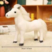 Juguetes de peluche realistas y lindos de caballos blancos pequeños, que incluyen caballos pequeños, caballos marrones, caballos negros, caballos blancos y caballos amarillos, muñecas, animales de peluche grandes, caballos lindos y creativos, muñecos de abrazo de la vida real, juguetes para niños, regalos de cumpleaños y diversos regalos festivos, decoraciones de sofá y decoraciones de habitación, peluches.