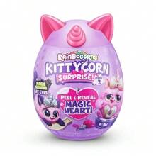 ZURU Rainbocorns Kittycorn Surprise Série 2, Peluche Collector, Œuf Surprise, Pack d'Autocollants, Slime, Âges 3+ Pour Filles, Enfants