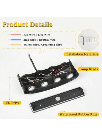 Indoor ative LED Wand Lamp, Moisture Proof Bedroom Lighting Eye Friendly Zachte Verlichting 3000K Warm Fixture LED, Applicable Voltage 85V 265V, Home ation Balcony/Staircase/Stairwell/Indoor/Garden/Living Room/Bathroom/Kitchen/Bedroom/Corridor/Passageway view 3