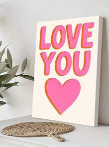 1pc Emotional Wall Art, Love Message Paintings, Bright Colors Art Prints, Valentine Canvas Print Wall Arts, Pink Heart Room Aesthetic, Love You Text Home Decor, Wall Art, Room Aesthetic, Modern Posters, Ideal Gift, Bathroom, Office, Cafe, Optional Framed