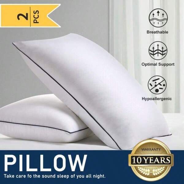 2PCS Top Quality Bed Pillows For Sleeping Standard Size 48CM X 74CM, Set Of Cooling And Supportive Full Pillows, Hotel Quality With Premium Soft Down Alternative Fill For Back, Stomach Or Side Sleepers