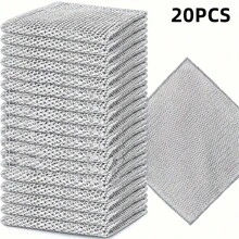 10/20PCS Multifunctional Metal Wonder Cleaning Cloth, Upgraded Double-Layer Thickened Metal Dishwasher, Kitchen Scrubbing Pad, Suitable For Wet And Dry Mesh Microfiber Cleaning Cloth, Suitable For Cleaning Of Metal, Kitchen, Tableware Outdoor Barbecue Tools