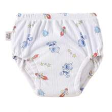 4 pièces Culottes de propreté pour garçons et filles, sous-vêtements d'entraînement conçus, couches d'apprentissage en tissu pour bébé, couches lavables et réutilisables, couches à poche respirantes et imperméables, en matière de polyester, convient aux bébés garçons et filles - Conception d'impression creuse