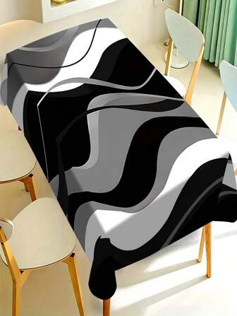 1/20 件黑白桌布，长方形餐桌咖啡桌布，3D 视觉效果，2D 印花桌布，婚礼餐桌装饰，家居装饰，适用于野餐、露营、婚礼、生日派对